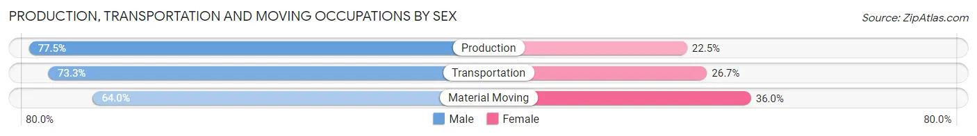 Production, Transportation and Moving Occupations by Sex in Zip Code 48883