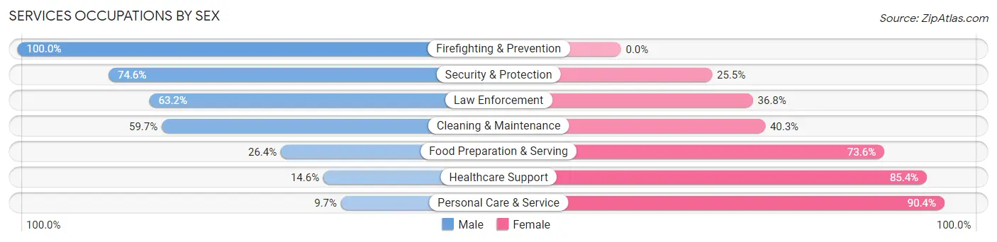 Services Occupations by Sex in Zip Code 48884