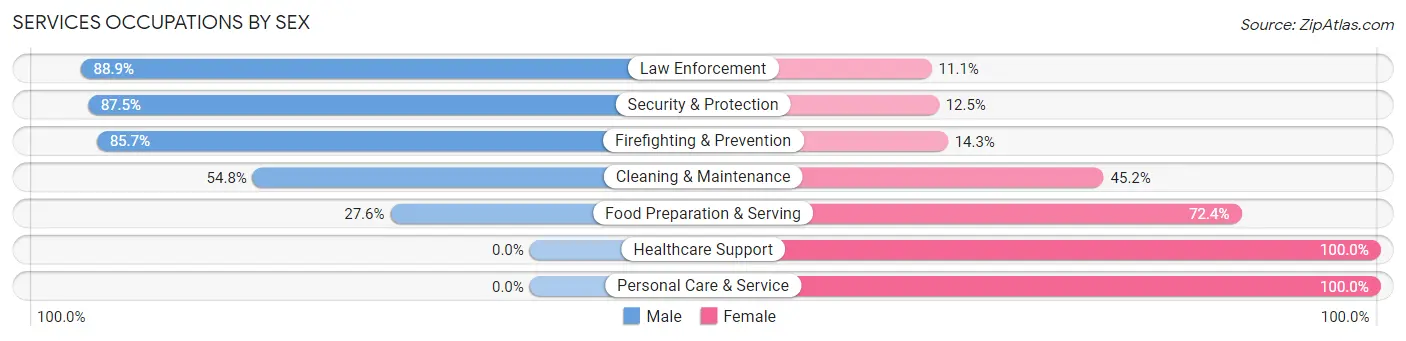 Services Occupations by Sex in Zip Code 48888