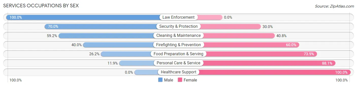 Services Occupations by Sex in Zip Code 48893