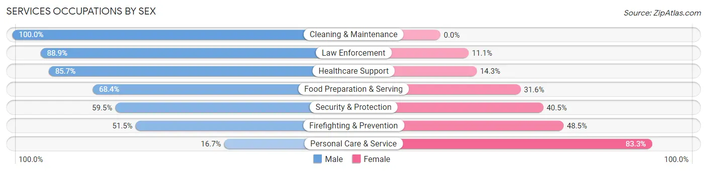 Services Occupations by Sex in Zip Code 48894