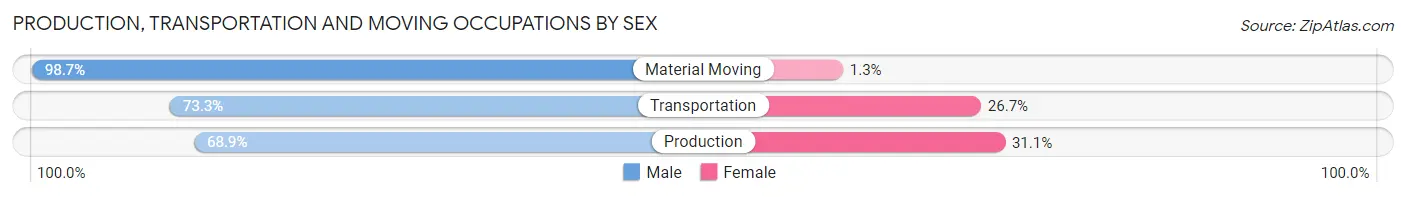 Production, Transportation and Moving Occupations by Sex in Zip Code 48895