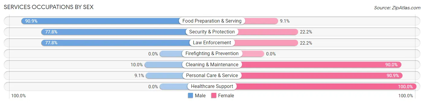 Services Occupations by Sex in Zip Code 48897