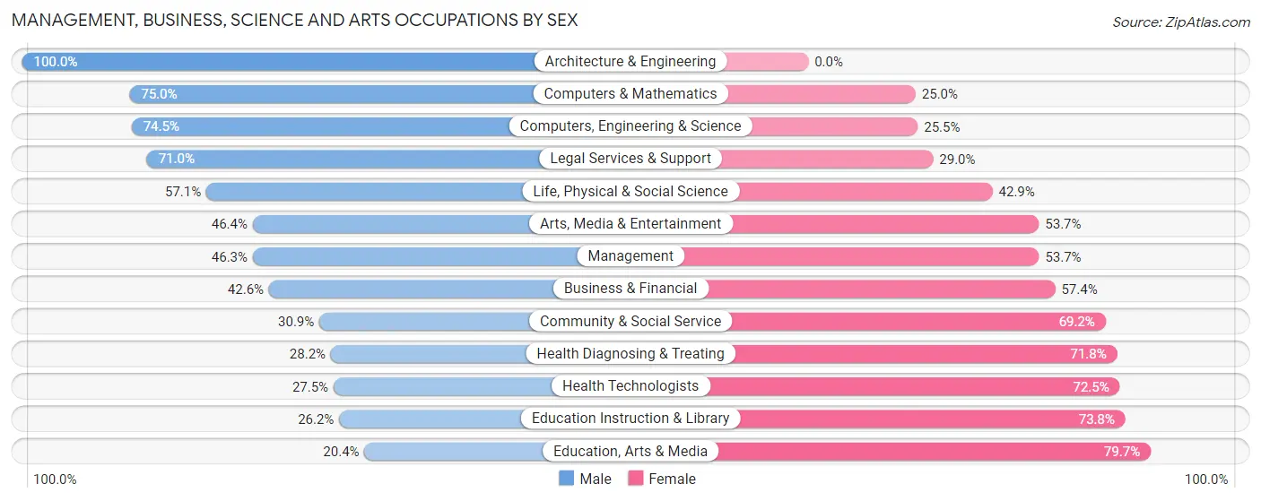 Management, Business, Science and Arts Occupations by Sex in Zip Code 48910