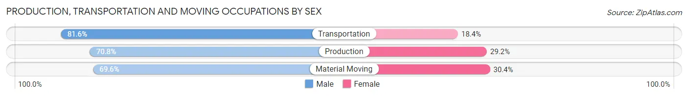 Production, Transportation and Moving Occupations by Sex in Zip Code 48910