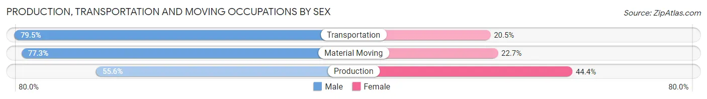 Production, Transportation and Moving Occupations by Sex in Zip Code 48911
