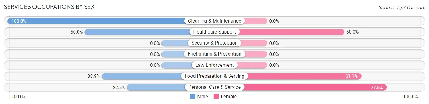 Services Occupations by Sex in Zip Code 48933
