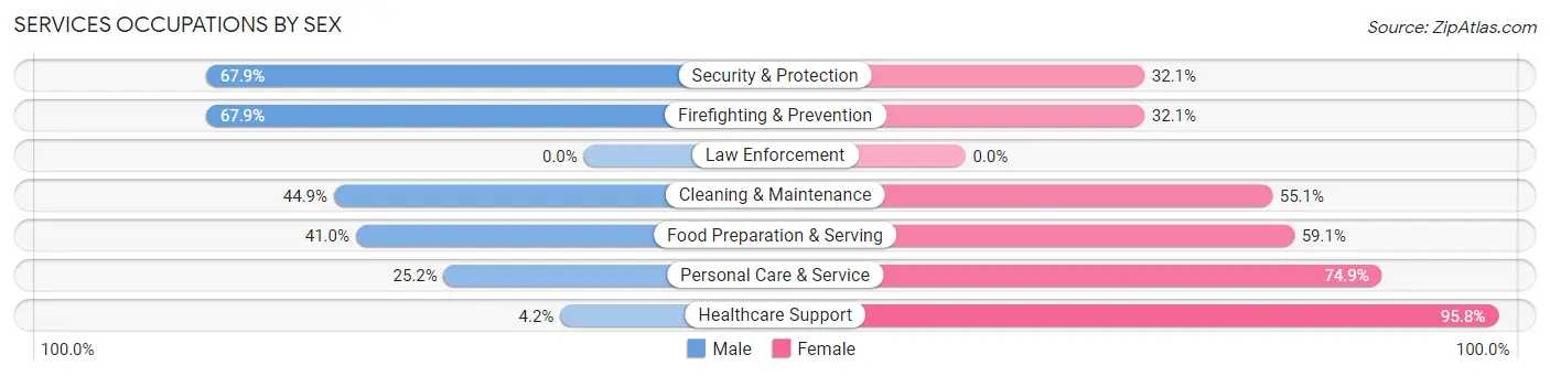 Services Occupations by Sex in Zip Code 49006