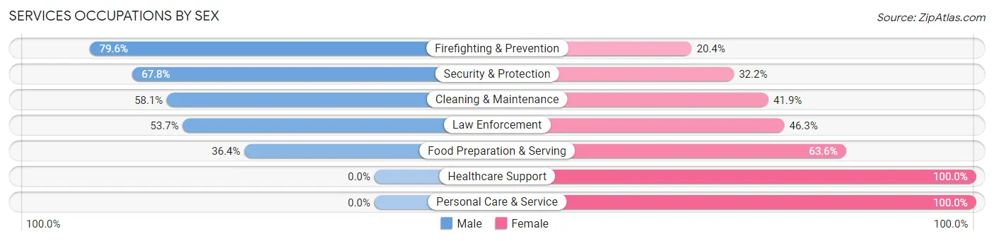 Services Occupations by Sex in Zip Code 49010