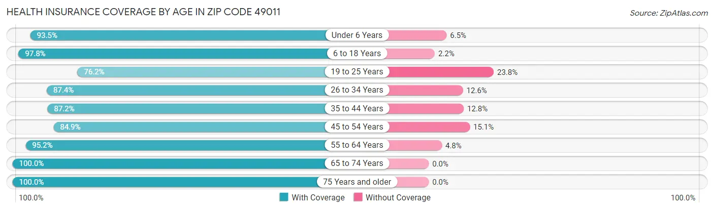 Health Insurance Coverage by Age in Zip Code 49011