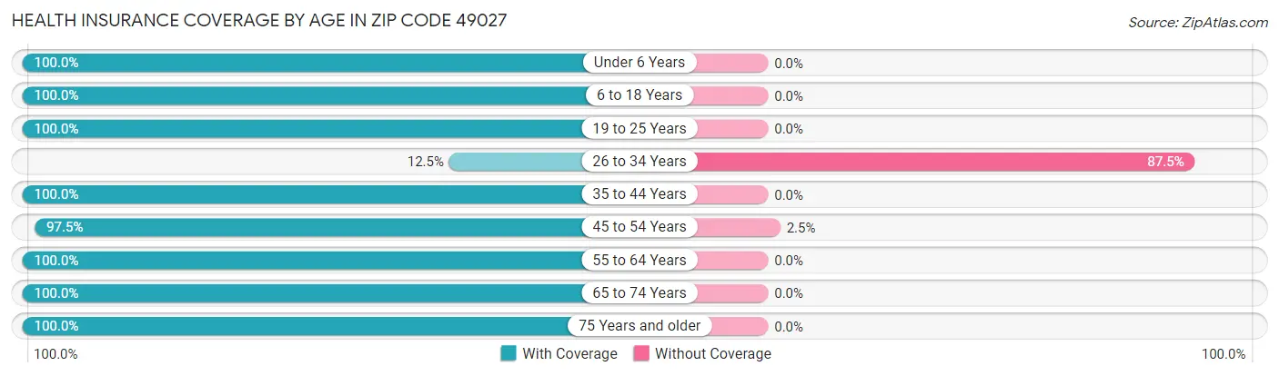Health Insurance Coverage by Age in Zip Code 49027