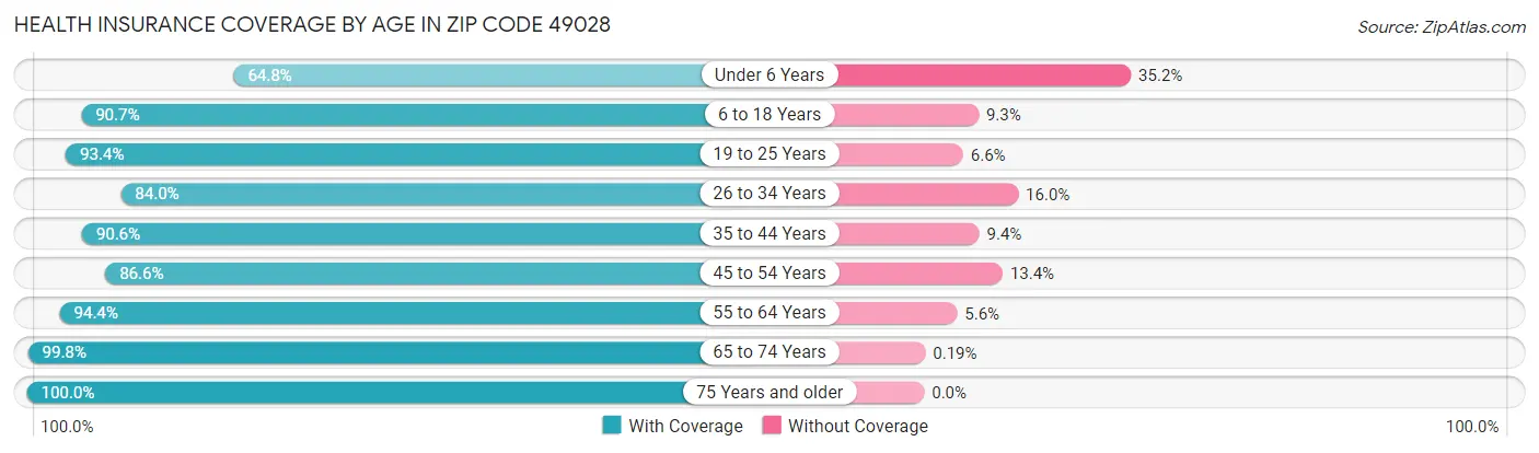 Health Insurance Coverage by Age in Zip Code 49028