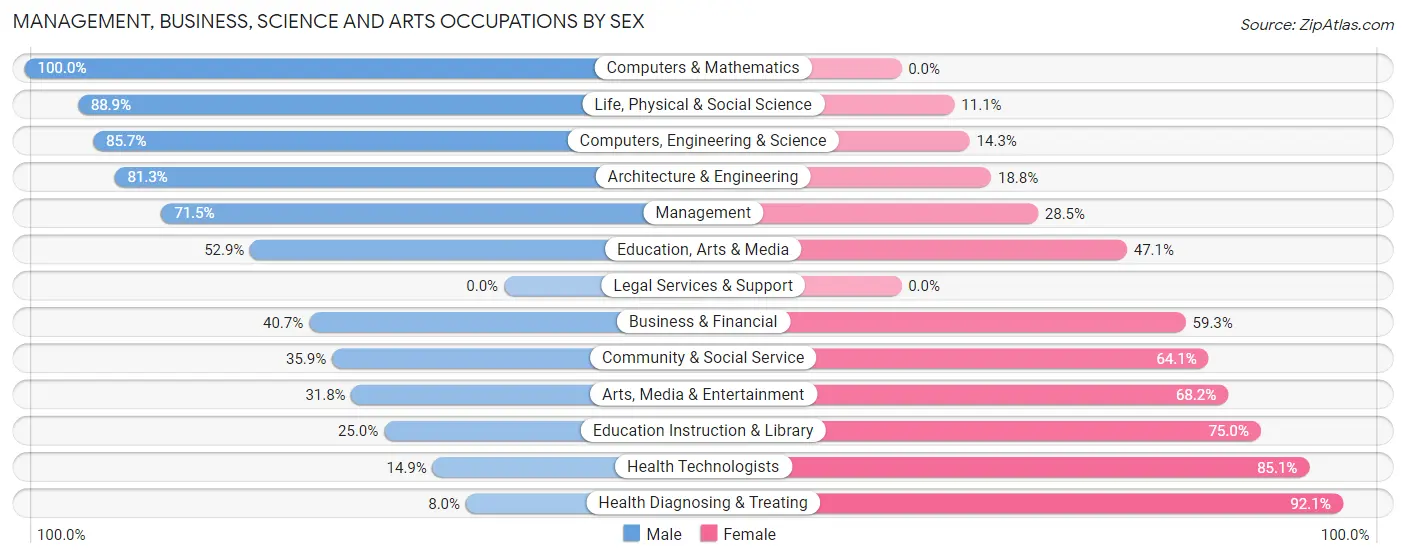 Management, Business, Science and Arts Occupations by Sex in Zip Code 49028