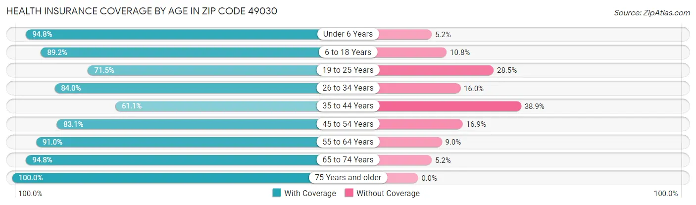 Health Insurance Coverage by Age in Zip Code 49030