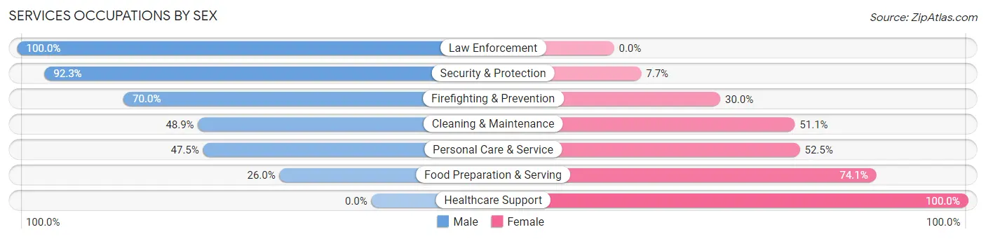 Services Occupations by Sex in Zip Code 49031