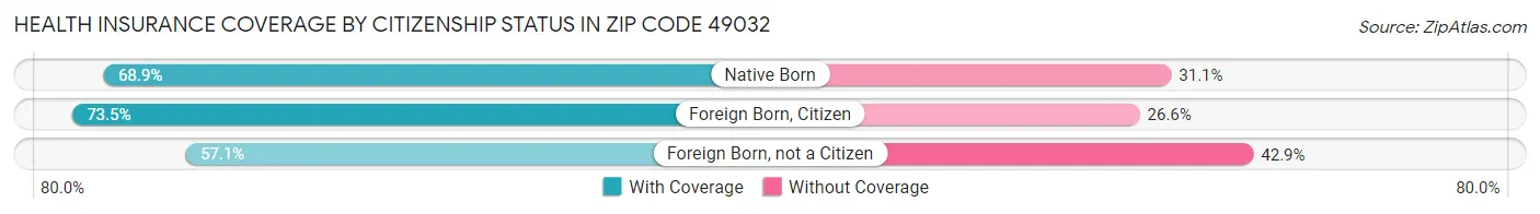 Health Insurance Coverage by Citizenship Status in Zip Code 49032