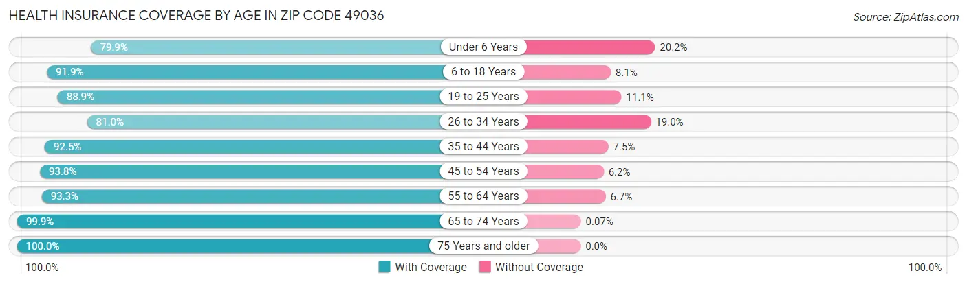 Health Insurance Coverage by Age in Zip Code 49036