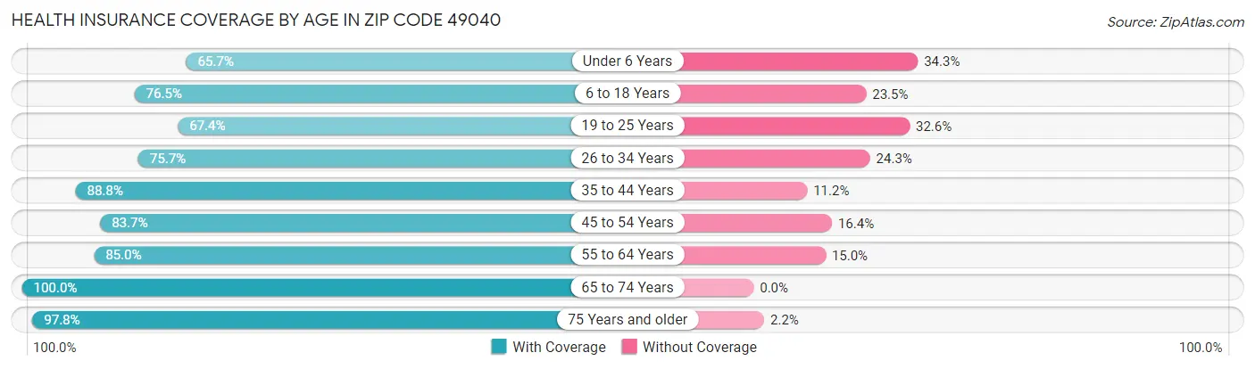 Health Insurance Coverage by Age in Zip Code 49040