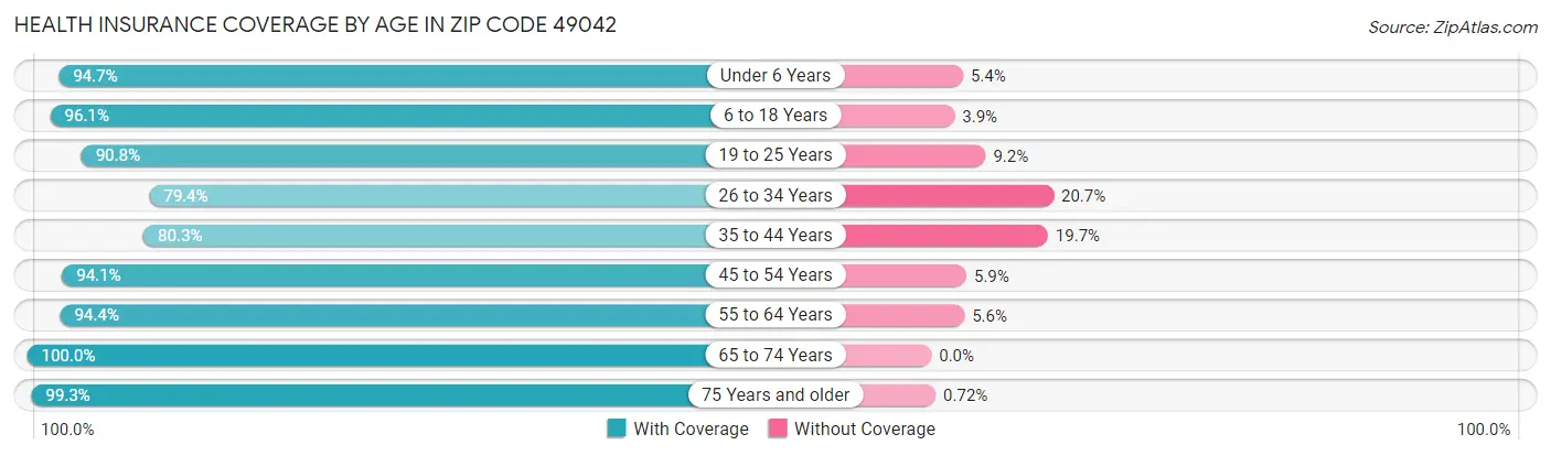 Health Insurance Coverage by Age in Zip Code 49042