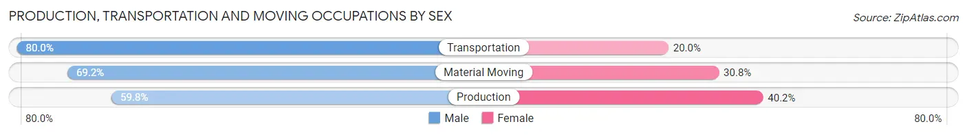 Production, Transportation and Moving Occupations by Sex in Zip Code 49042