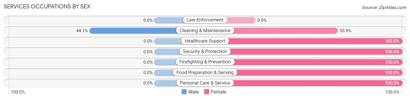 Services Occupations by Sex in Zip Code 49043