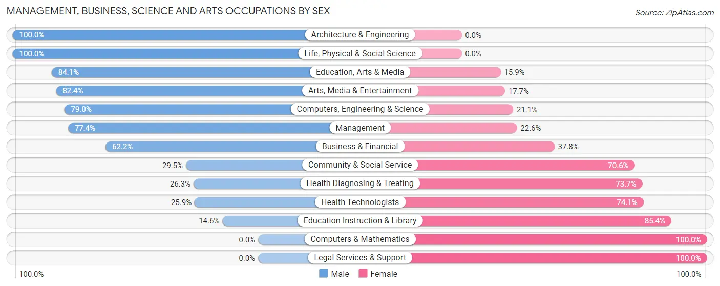 Management, Business, Science and Arts Occupations by Sex in Zip Code 49045