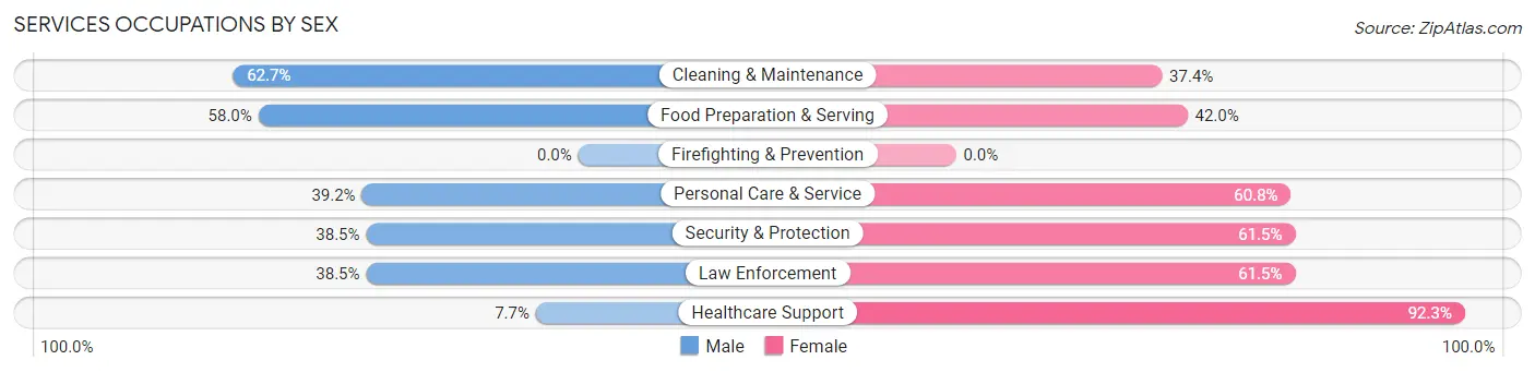 Services Occupations by Sex in Zip Code 49045