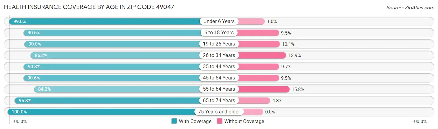 Health Insurance Coverage by Age in Zip Code 49047
