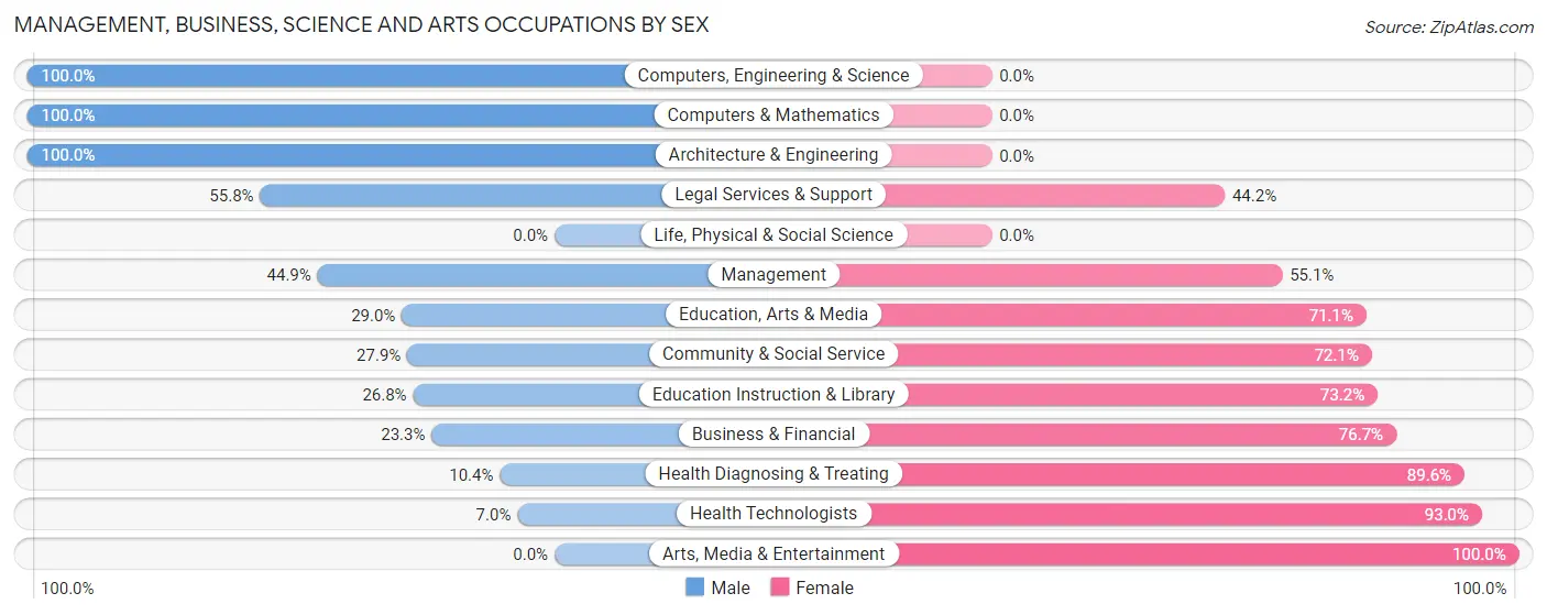 Management, Business, Science and Arts Occupations by Sex in Zip Code 49047