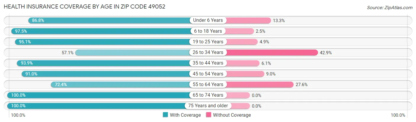 Health Insurance Coverage by Age in Zip Code 49052