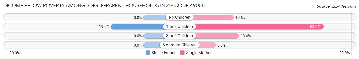 Income Below Poverty Among Single-Parent Households in Zip Code 49055