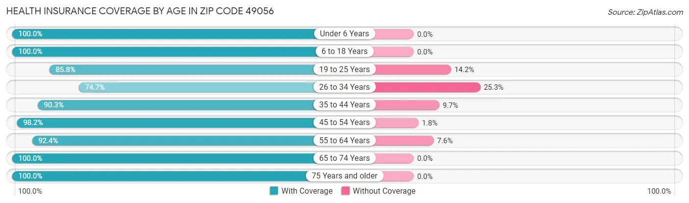 Health Insurance Coverage by Age in Zip Code 49056