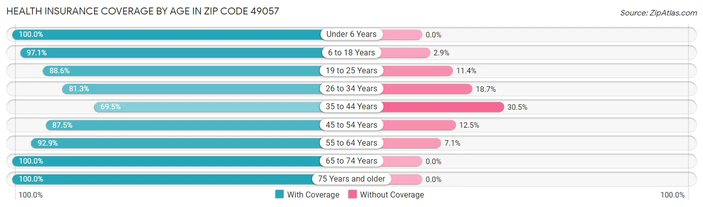 Health Insurance Coverage by Age in Zip Code 49057