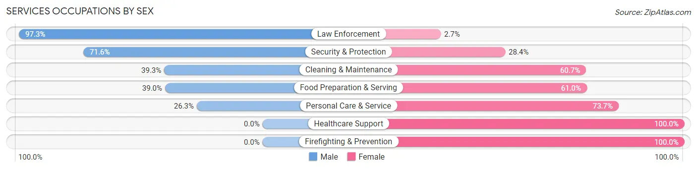 Services Occupations by Sex in Zip Code 49058