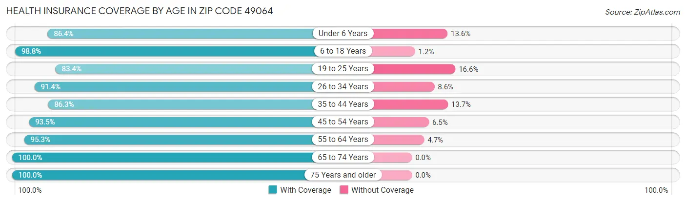Health Insurance Coverage by Age in Zip Code 49064