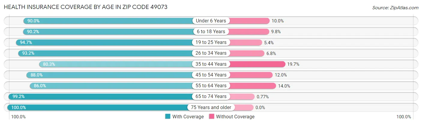 Health Insurance Coverage by Age in Zip Code 49073