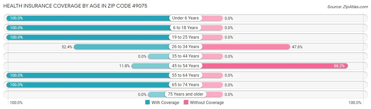 Health Insurance Coverage by Age in Zip Code 49075