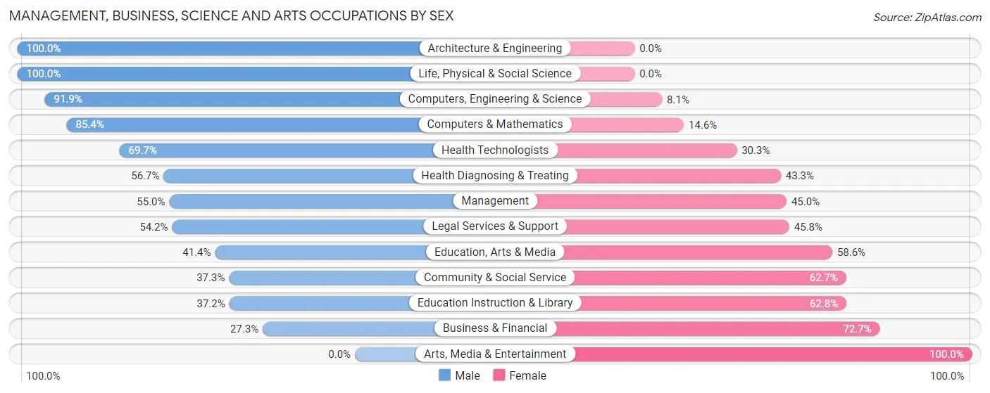 Management, Business, Science and Arts Occupations by Sex in Zip Code 49078