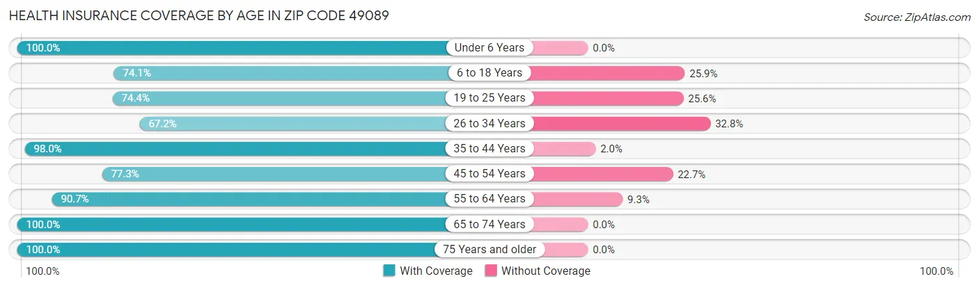 Health Insurance Coverage by Age in Zip Code 49089