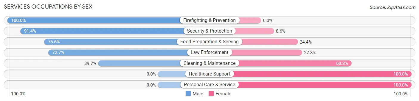 Services Occupations by Sex in Zip Code 49101