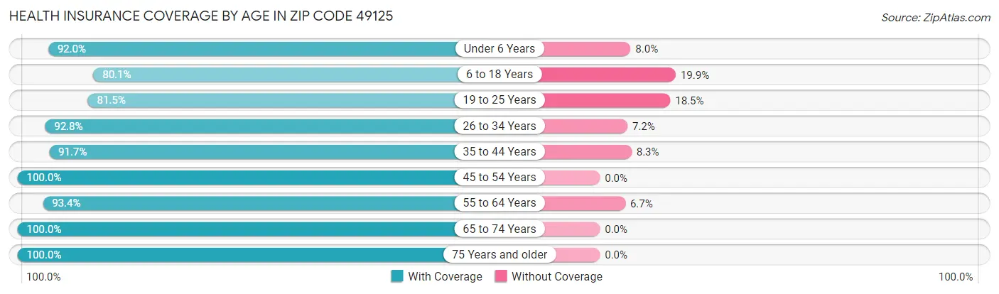 Health Insurance Coverage by Age in Zip Code 49125