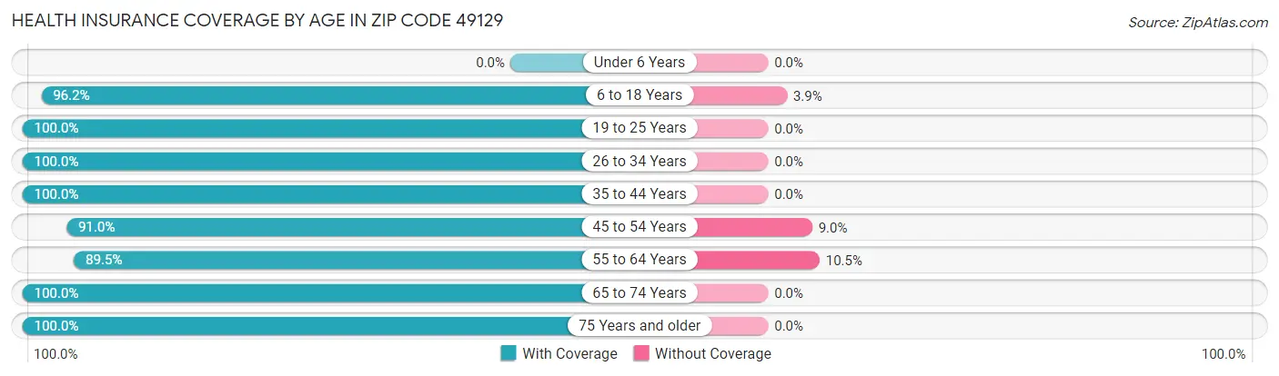 Health Insurance Coverage by Age in Zip Code 49129