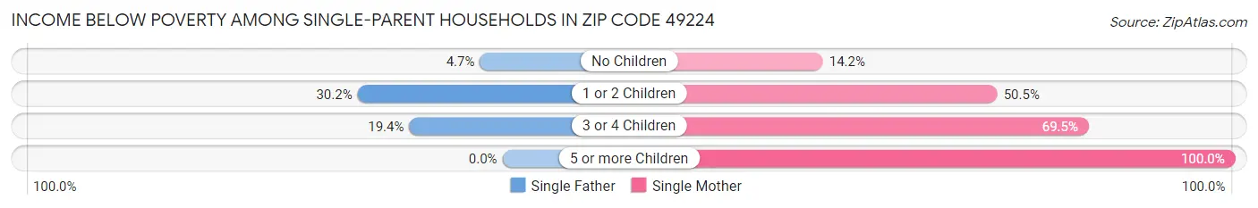 Income Below Poverty Among Single-Parent Households in Zip Code 49224