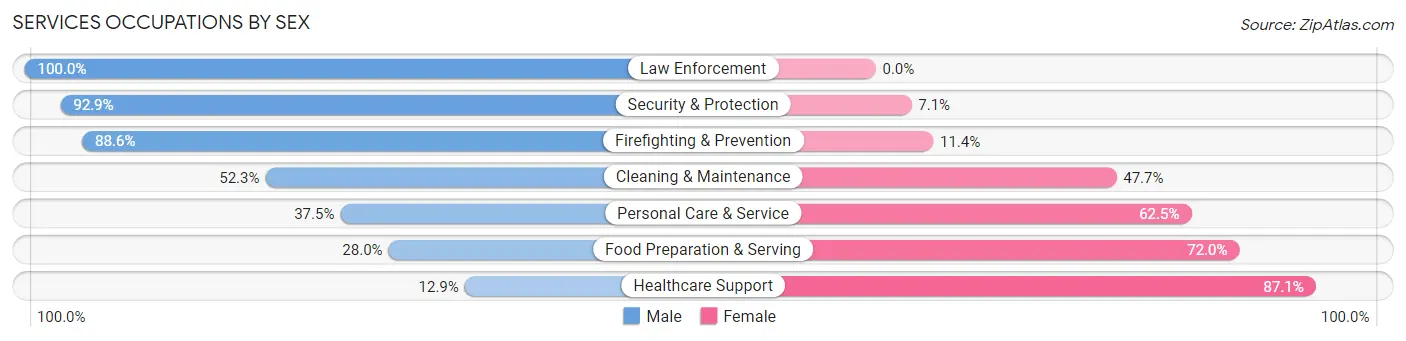 Services Occupations by Sex in Zip Code 49224