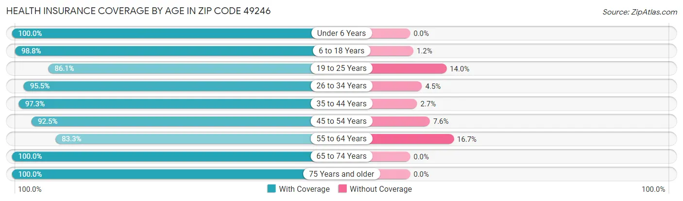 Health Insurance Coverage by Age in Zip Code 49246