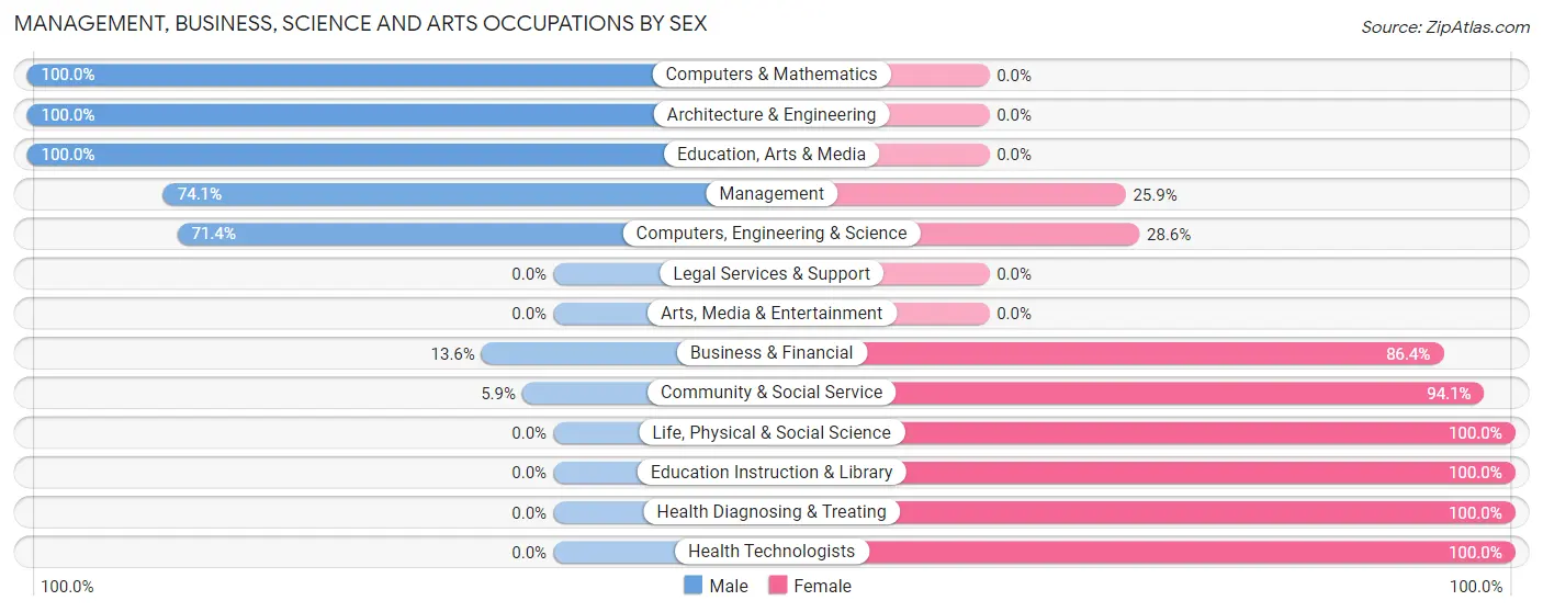 Management, Business, Science and Arts Occupations by Sex in Zip Code 49248