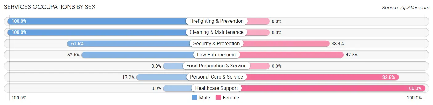 Services Occupations by Sex in Zip Code 49254