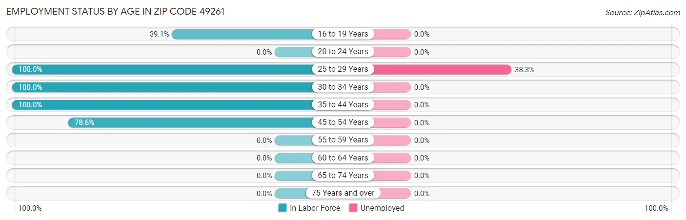 Employment Status by Age in Zip Code 49261
