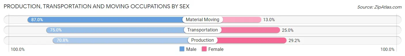 Production, Transportation and Moving Occupations by Sex in Zip Code 49262