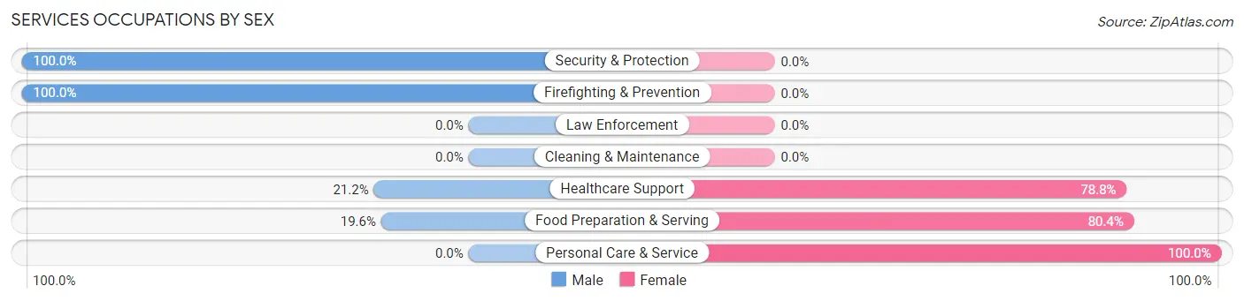 Services Occupations by Sex in Zip Code 49264
